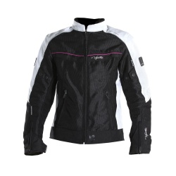Blouson textile femme V'Quattro VE-21 noir/blanc/rose