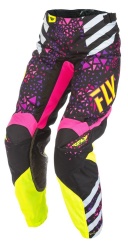 Pantalon cross femme Fly Racing Kinetic rose/jaune fluo