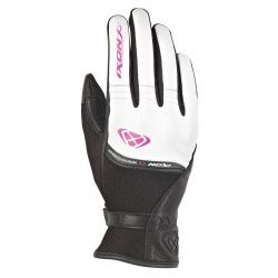 Gants été cuir/textile femme Ixon RS Shine 2 noir/blanc/fushia