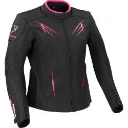 Blouson cuir femme Bering Lady Brutalia noir/blanc/fuschia