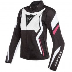 Blouson Dainese EDGE LADY TEX - BLACK MATT WHITE FUSCHIA