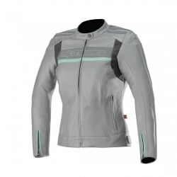 Blouson cuir femme Alpinestars Stella Dyno V2 gris/aqua