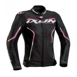 Blouson cuir femme Ixon Trinity noir/blanc/fushia