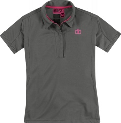Polo femme Icon Heiress gris logo rose
