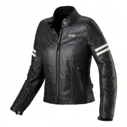 Blouson cuir femme Spidi ACE LADY noir/blanc cassé