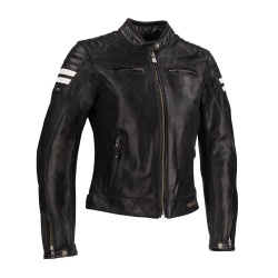 Blouson cuir Segura LADY STRIPE noir/blanc