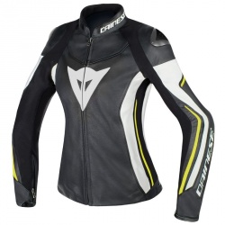 Blouson Dainese ASSEN LADY LEATHER BLACK WHITE YELLOW