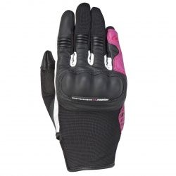 Gants été textile/cuir femme Ixon RS Grip 2 Lady noir/blanc/fushia