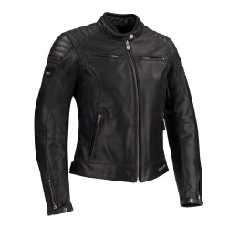 Blouson cuir Segura LADY STRIPE noir/gris argent