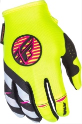 Gants cross femme Fly Racing Kinetic rose et jaune fluo