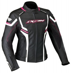 Blouson cuir Ixon Stunter Lady noir/blanc/Fushia