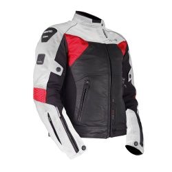 Blouson femme cuir V'Quattro SP81 LADY noir/blanc/rouge