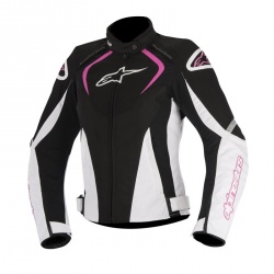 Blouson textile femme Alpinestars STELLA T-JAWS WATERPROOF noir/blanc/rose