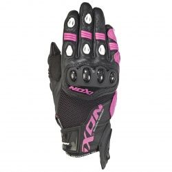 Gants été cuir/textile femme Ixon RS Recall Lady noir/fushia