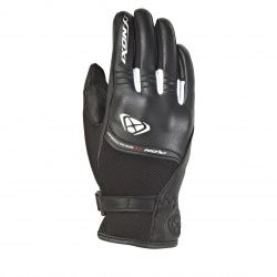 Gants été cuir/textile femme Ixon RS Shine 2 noir/blanc