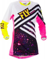 Maillot cross femme Fly Racing Kinetic rose/jaune fluo