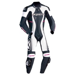 Combinaison cuir femme Ixon ASTRALE noir/blanc/fushia