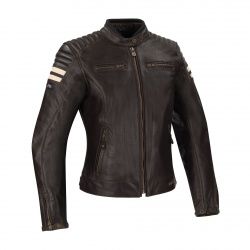 Blouson cuir Segura Lady Stripe Perfo beige/marron