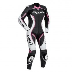 Combinaison cuir femme Ixon Vortex Lady noir/blanc/fushia