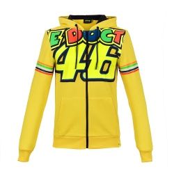 Sweat zip capuche femme VR46 Valentino Rossi Stripes jaune 2018