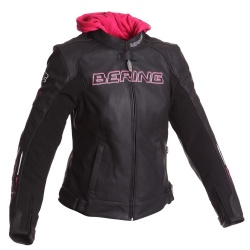 Blouson cuir femme Bering LADY SWITCH Noir/Blanc/Fuchsia