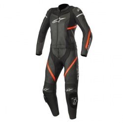Combinaison 2 pièces femme Alpinestars Kira noir/rouge fluo