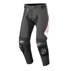 Pantalon cuir femme Alpinestars Stella Missile V2 noir/blanc/rose