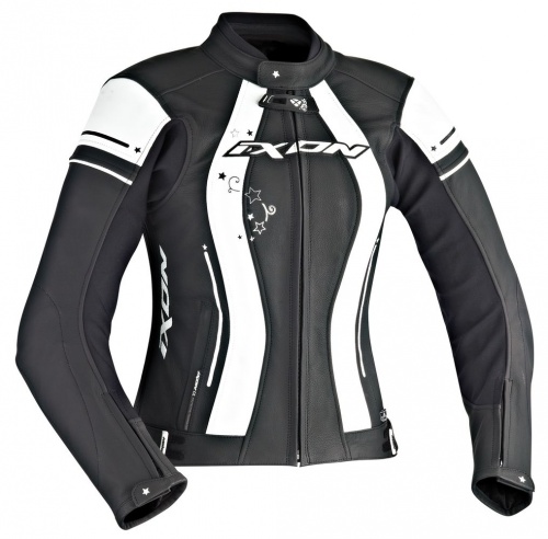 BLOUSON MOTO FEMME IXON PITRACE NOIR / BLANC / FUSCHIA
